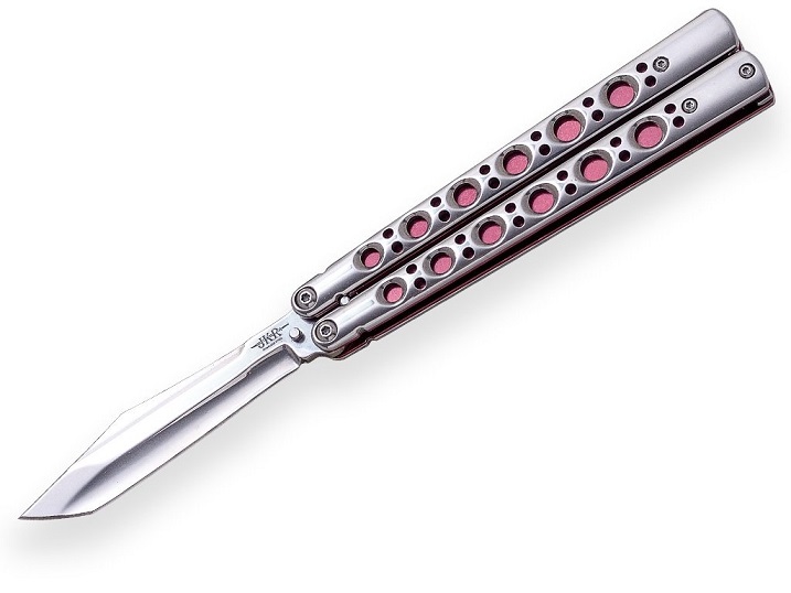Nôž Motýlik Joker Aluminium 90 mm, silver-pink