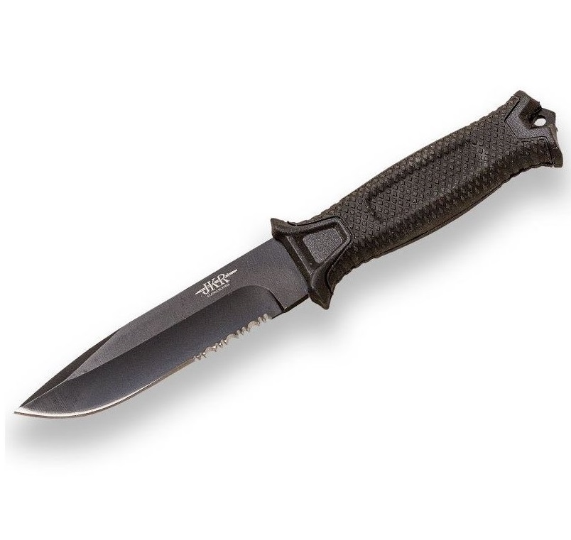 Nôž, pevná čepeľ Joker Military Rubber Handle 130, black