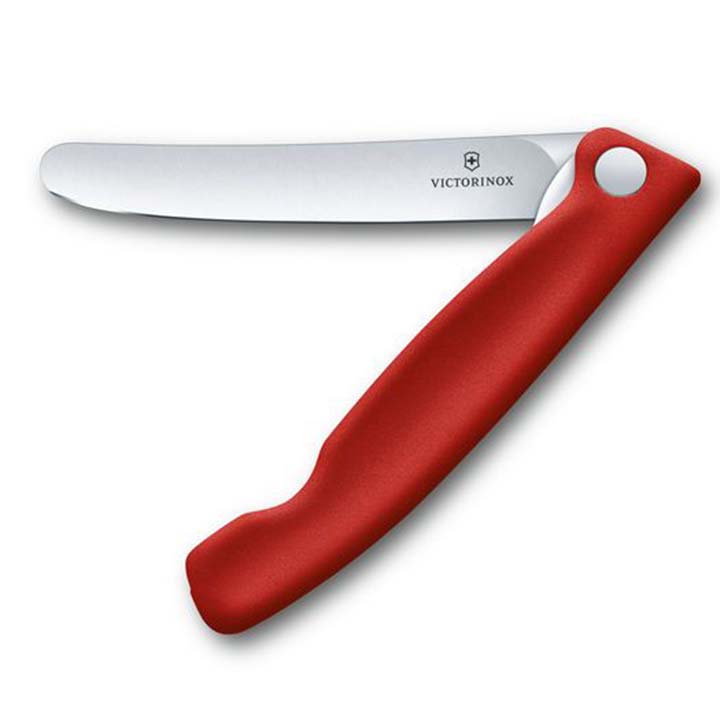 Skladací nôž na ovocie a zeleninu Victorinox hladná čepeľ, červený