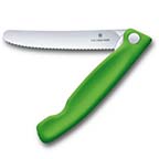 Skladací nôž na ovocie a zeleninu Victorinox zúbkovaná čepeľ, zelený