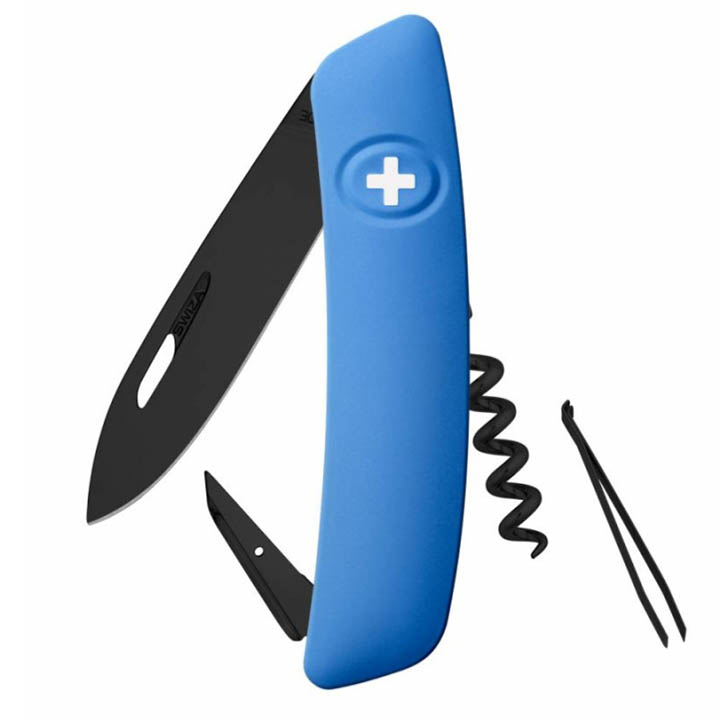 Vreckový nôž Swiza AllBlack D01, Blue