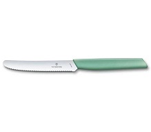 Nôž Swiss Modern Victorinox zúbkované ostrie 11 cm, mätová zelená